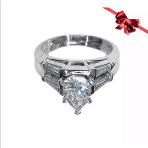 Platinum Pear Shaped Diamond Ring 1.16 CT